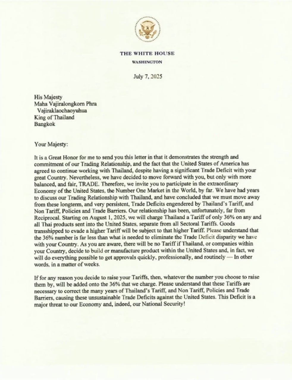 США вводят пошлину на импорт из Таиланда