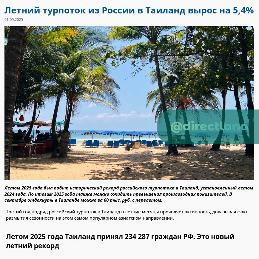 Анализ туризма в Таиланде из России