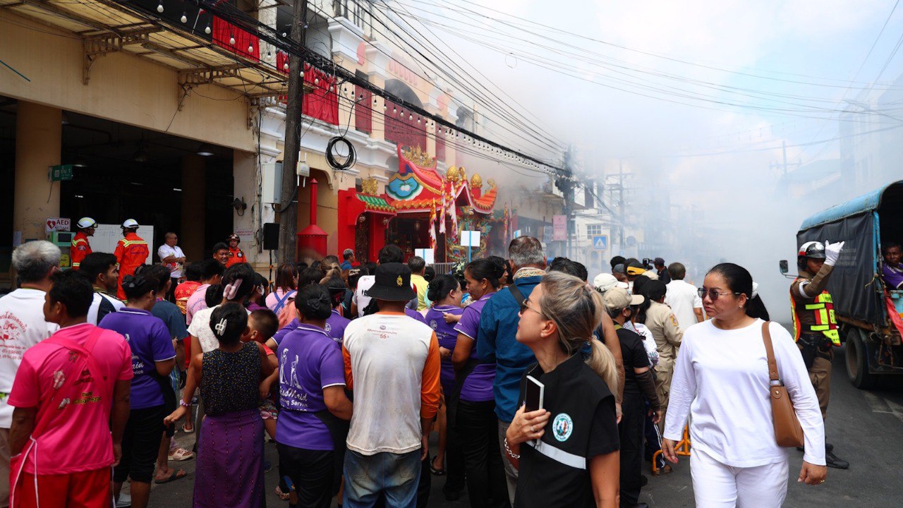 Учебный пожар на рынке в Пхукете