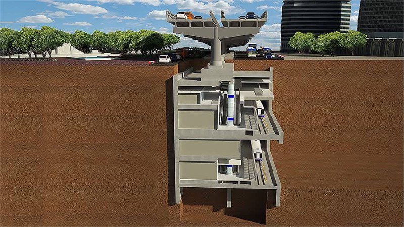 Строительство сложной станции метро в Таиланде