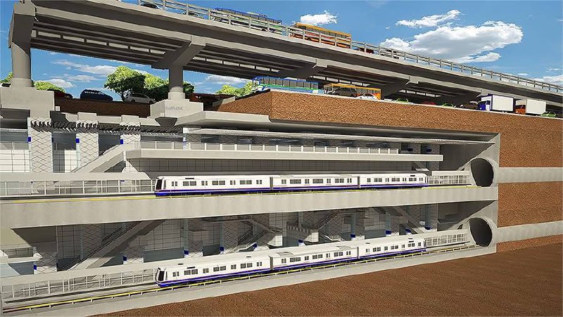 Строительство сложной станции метро в Таиланде