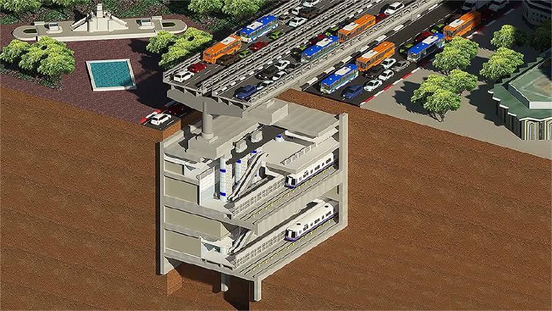 Строительство сложной станции метро в Таиланде