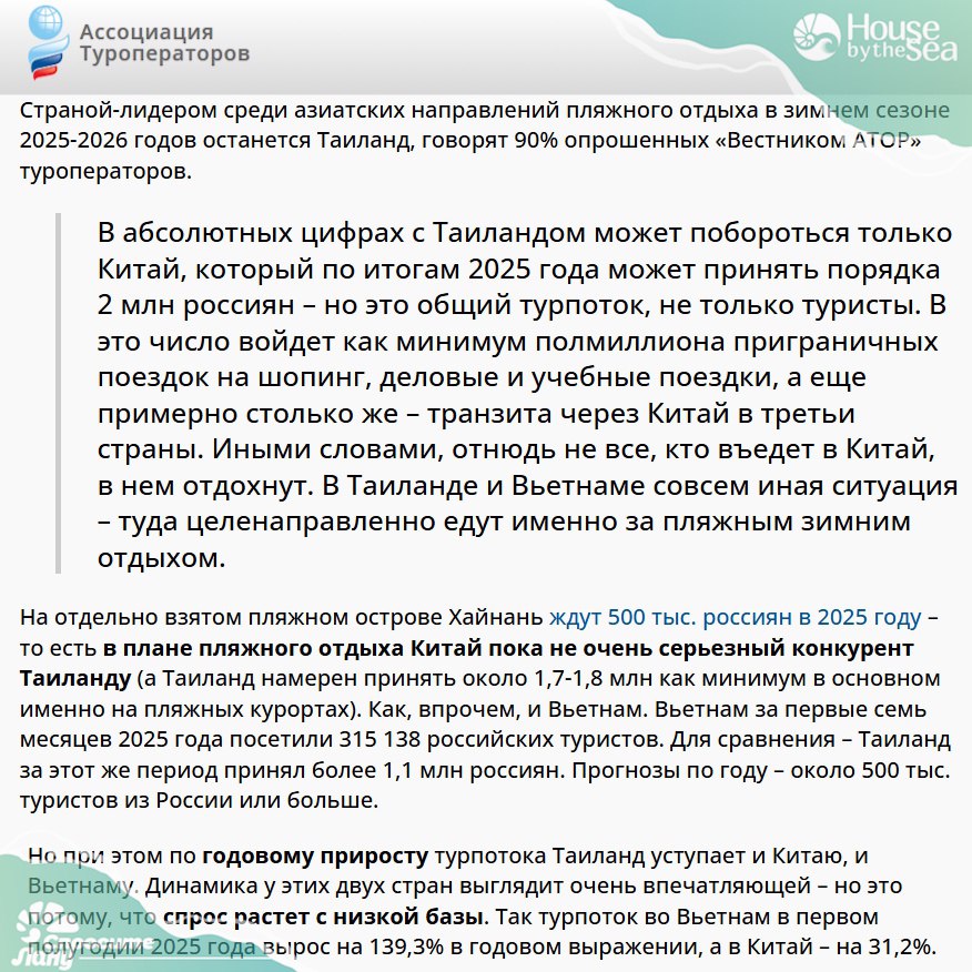 Изменения в турпотоке из России