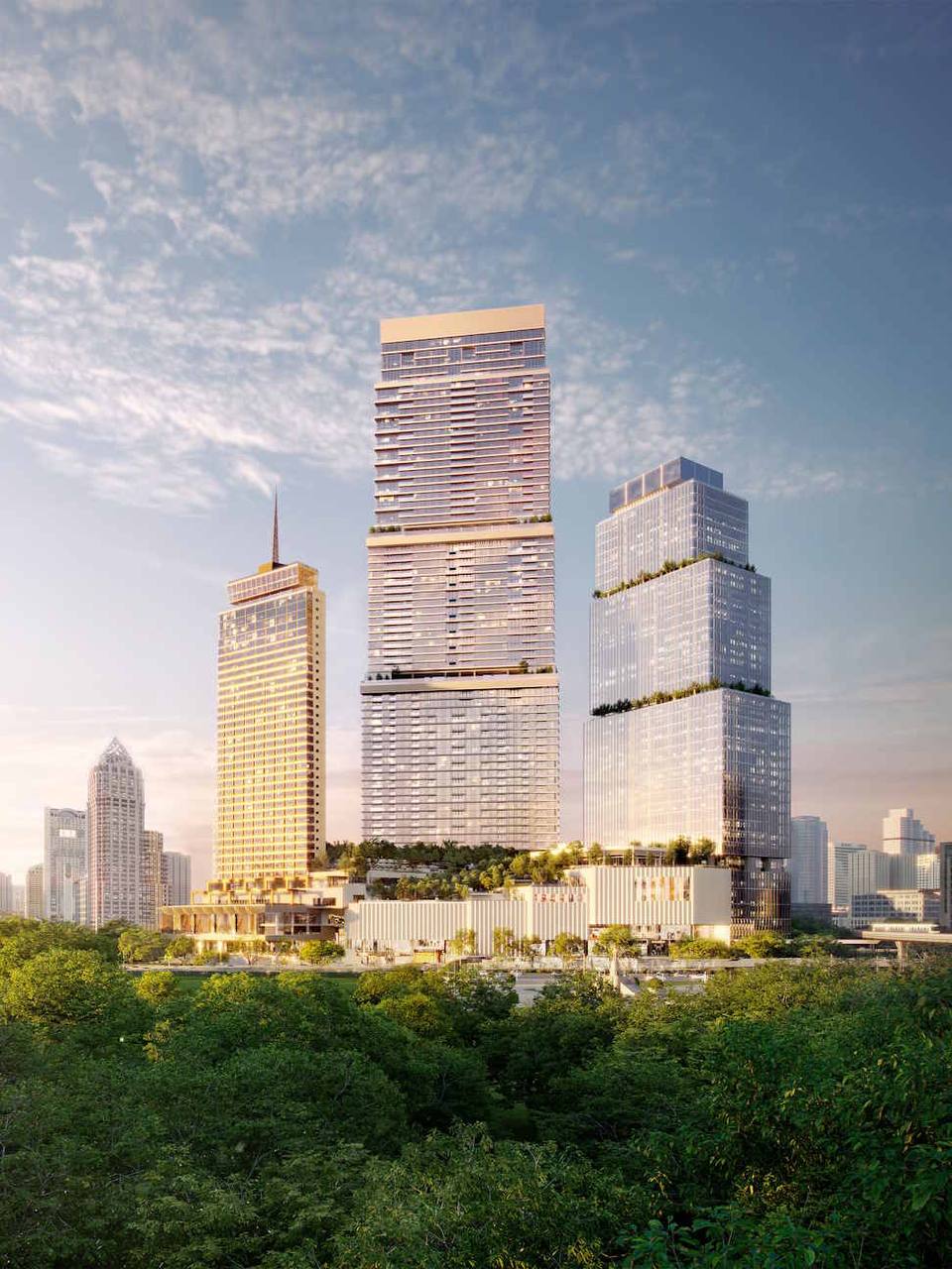 Зеленый парк на крыше в Бангкоке