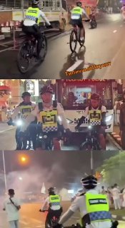 Полицейские на велосипедах на фестивале