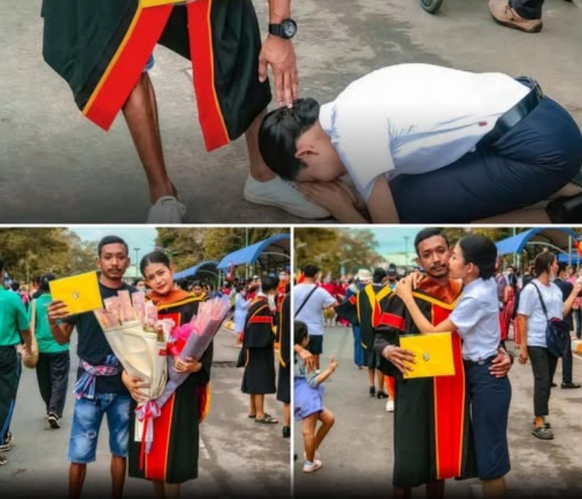 Трогательный момент на выпускном