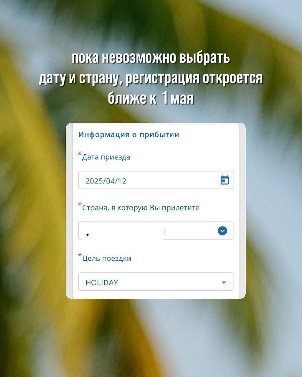 Электронная форма для въезда в Таиланд