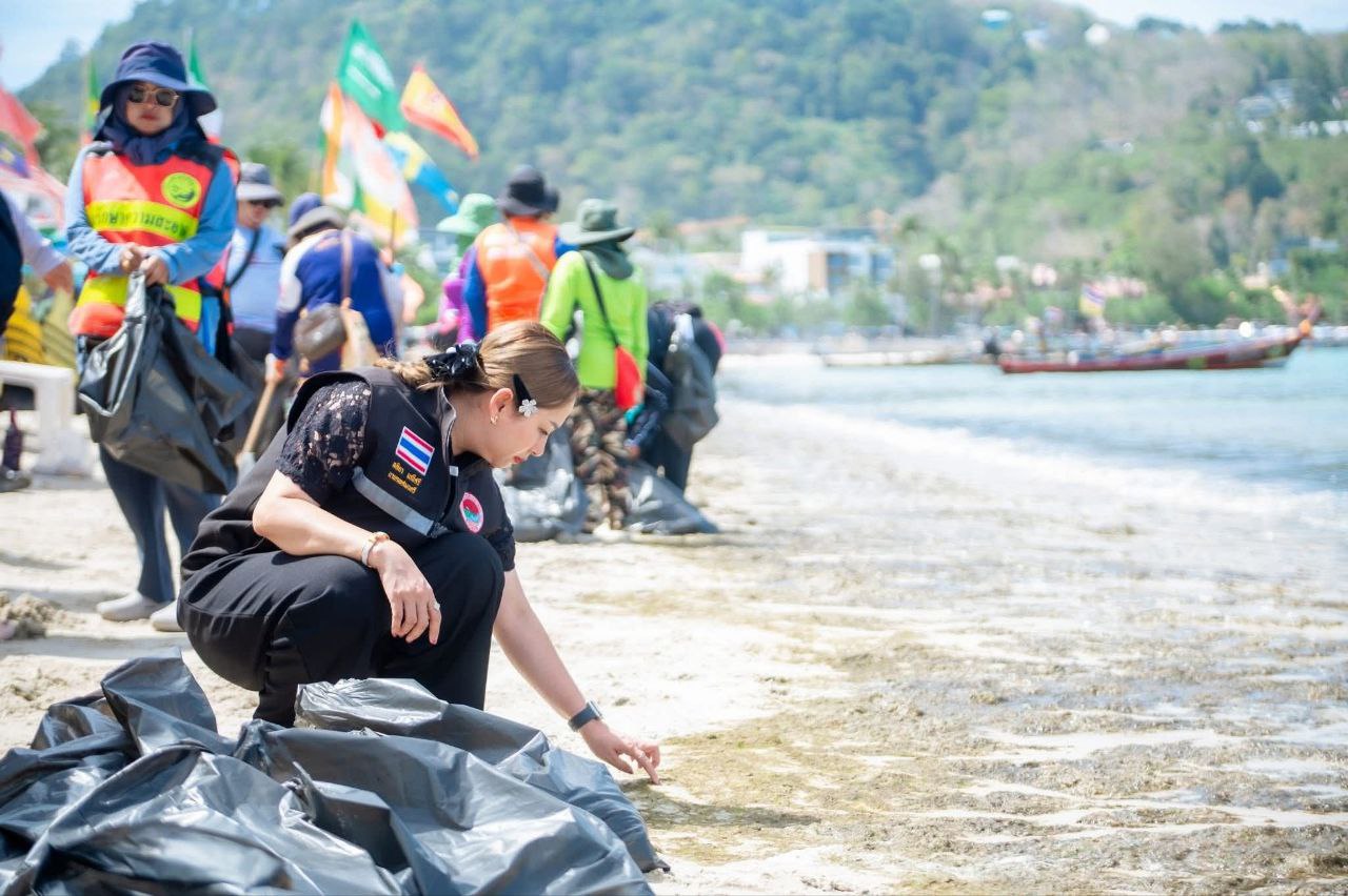 Уборка водорослей на пляже Патонг